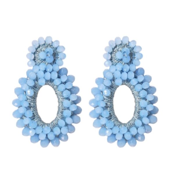 grote oorbellen, blauw, kralen, statement, sieraden, dames, leuke, mooie