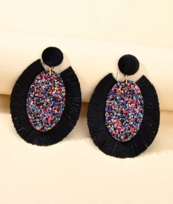grote oorbellen, glitter, statement, sieraden, hippe, leuke, mooie, zwart
