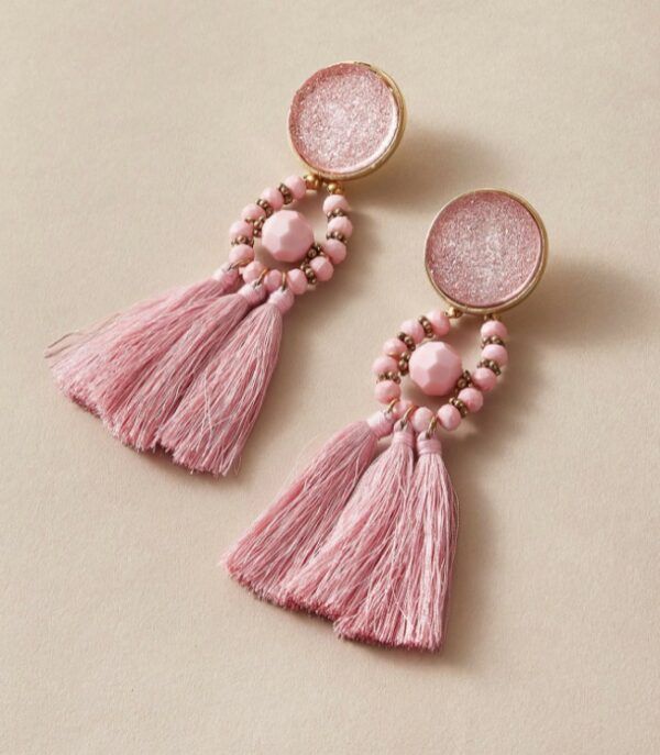 grote oorbellen, roze, kwast, statement, sieraden, hippe, leuke, mooie, zilver