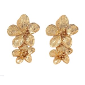 Grote Oorbellen, bloemen, dubbel, goud