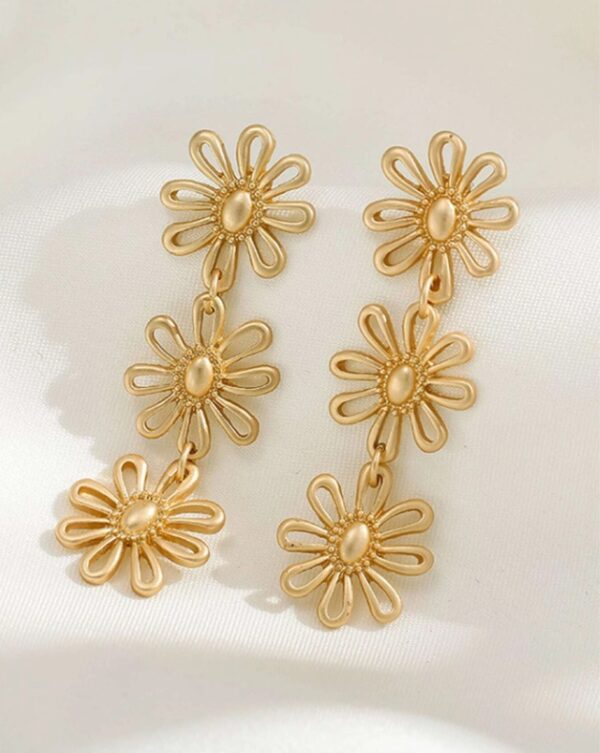 Grote Oorbellen, goud, Lang, Bloemen