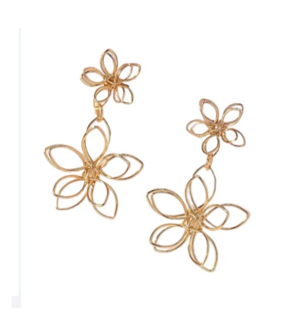 Statement Oorbellen, Bloem, goud, grote, subtiel, Design