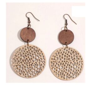 Statement Oorbellen, grote, Oorhangers, goud, hout, Sariah