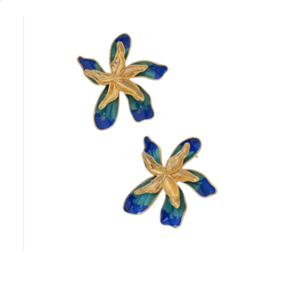 Bloem Oorbellen, Statement, Blauw, sieraden, dames, accessoires, hippe, leuke