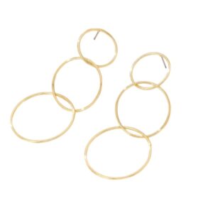 grote oorbellen, drie cirkels, dames, sieraden, vrouwen