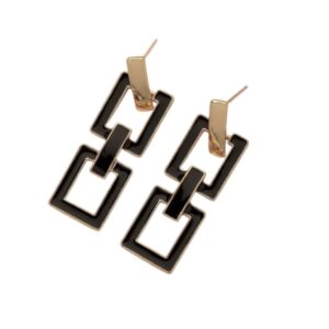 Grote Oorbellen, Hanger, Rechthoek, Goud, sieraden, dames, accessoires, hippe, leuke