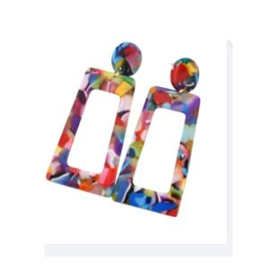 Grote Oorbellen, Rechthoekig, dames, vrouw, sieraden, zomer, lente, Kleurrijk