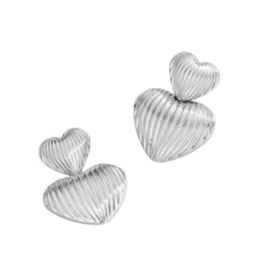 Hartje Oorbellen, Statement, sieraden, dames, vrouw, leuke, hippe, Zilver