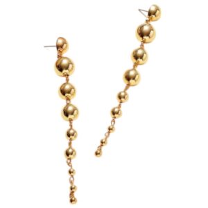 Lange Oorbellen, Kralen, bolletjes, balletjes, leuke, hippe, dames, vrouw, sieraden, accessoires, Goud