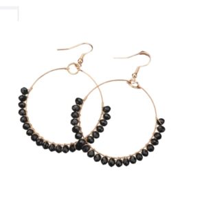 Oorhangers, Hanger, Kralen, Zwart, sieraden, dames, accessoires, hippe, leuke, oorbellen