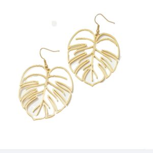 Statement Oorbellen, Blad, vrouw, dames, sieraden, accessoires, zomer, leuke, hippe, Goud