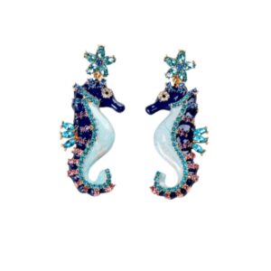 Statement Oorbellen, grote, Diamanten, Zeepaard, zomer, leuke, hippe, dames, vrouw, sieraden, accessoires