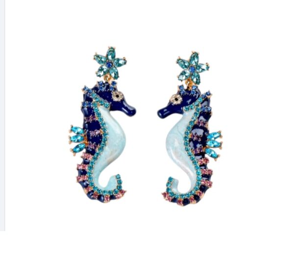 Statement Oorbellen, grote, Diamanten, Zeepaard, zomer, leuke, hippe, dames, vrouw, sieraden, accessoires