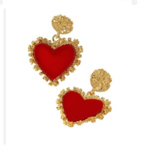 Statement Oorbellen, Hartje, vrouw, dames, sieraden, accessoires, Rood, leuke, hippe