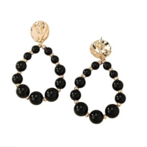 Statement Oorbellen, Kralen, Zwart, sieraden, dames, accessoires, vrouw, hippe, leuke