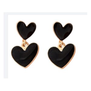 Statement Oorbellen, grote, Zwart, Hartjes, sieraden, dames, vrouwen