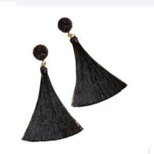 Statement Oorbellen, Zwart, sieraden, dames, vrouw, accessoires, Kwastje