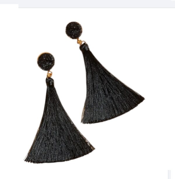 Statement Oorbellen, Zwart, sieraden, dames, vrouw, accessoires, Kwastje