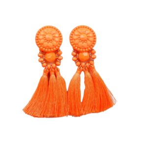 Grote Oorbellen, Kwast, Oranje, sieraden, dames, accessoires